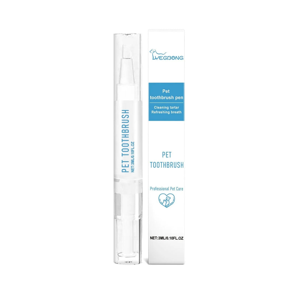 Soft bristle pet toothbrush pen with ergonomic handle for gentle dog and cat teeth cleaning