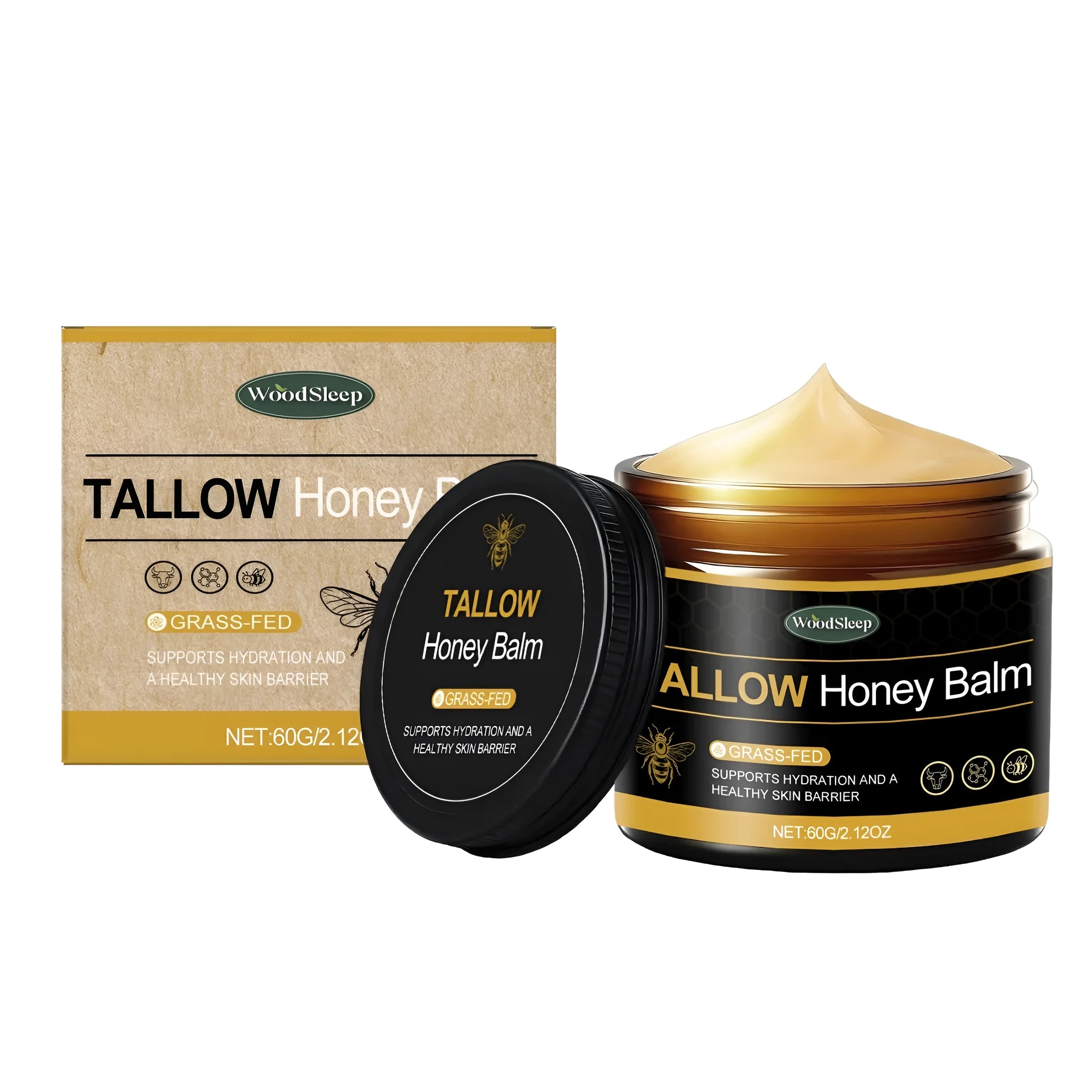 60g moisturising cream with tallow and honey extract in a white container
