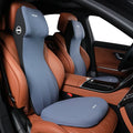 Automotive memory foam waist cushion and headrest support pillow in integrated one-piece design