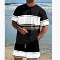 Men's loose fit short-sleeved T-shirt and matching shorts leisure suit in polyester fibre fabric for summer wear