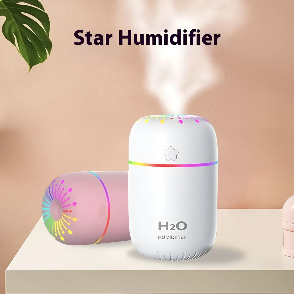 Fireworks mini USB humidifier in white pink or green with 300ml tank for car and home