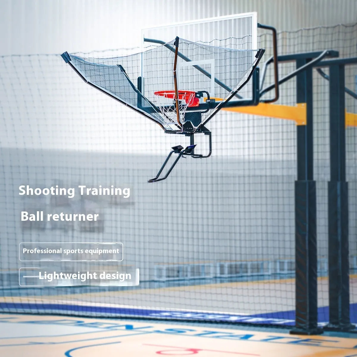 Automatic basketball training ball return device with cowhide leather and iron construction