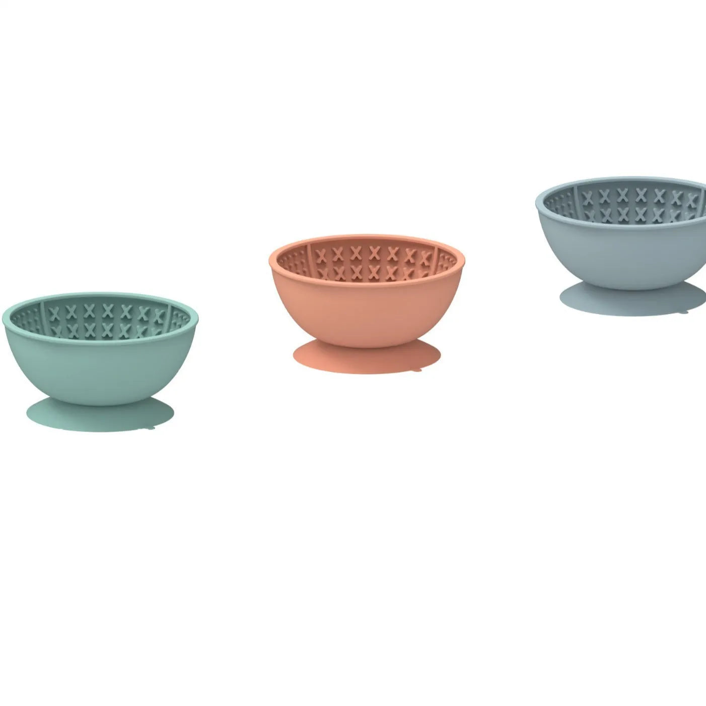 Silicone pet licking mat slow feeding bowl with suction cup base in cyan colour
