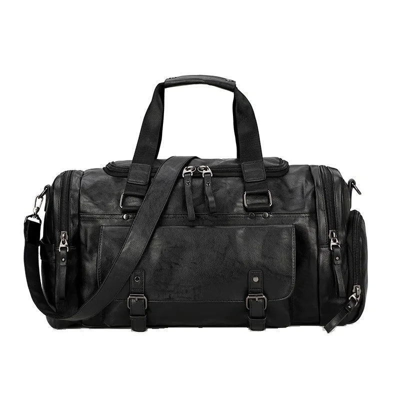 Black large travel shoe bag with separate compartment, dimensions 52cm by 19cm by 27cm.