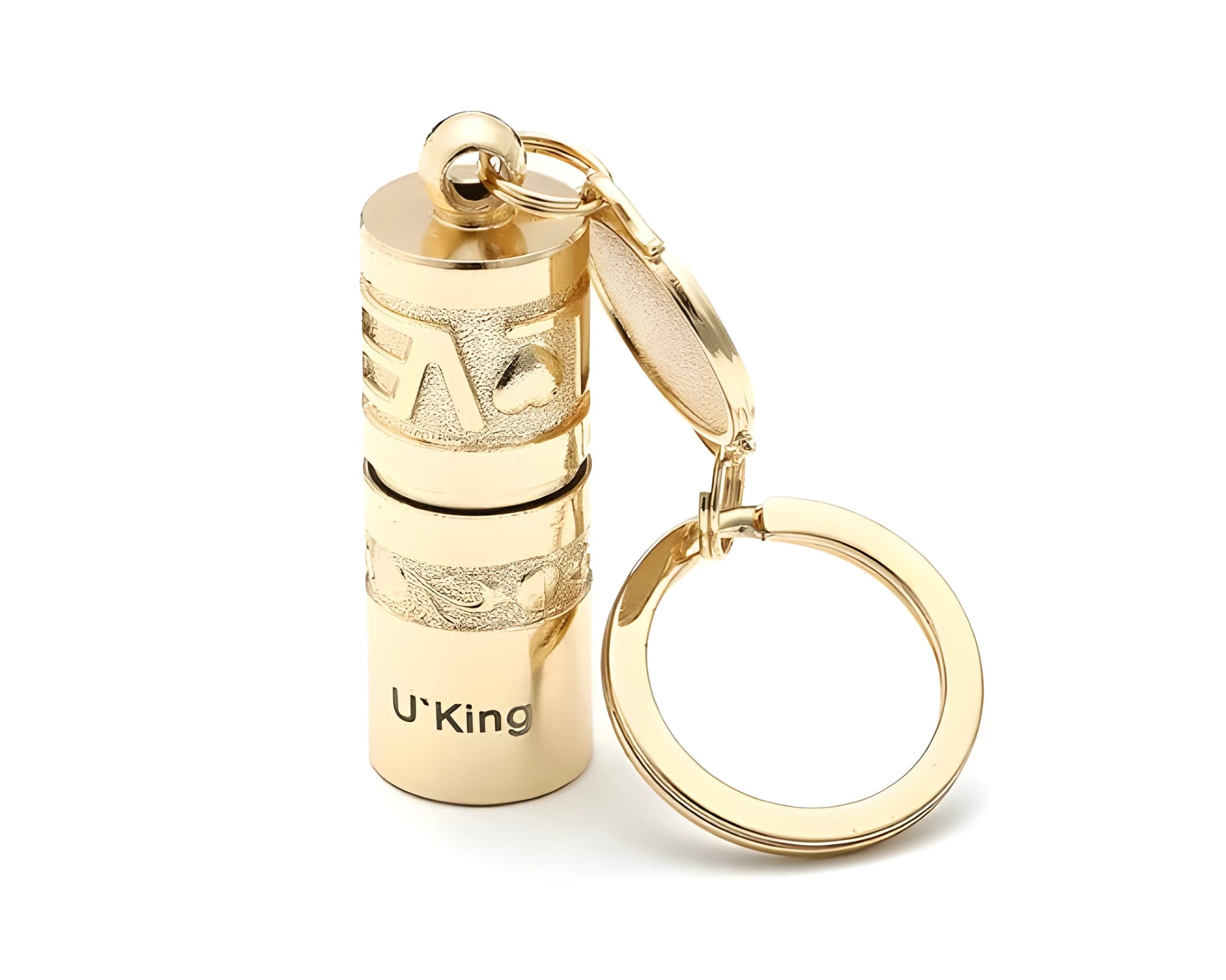 Gold zinc alloy waterproof mini LED flashlight on keyring for outdoor emergencies