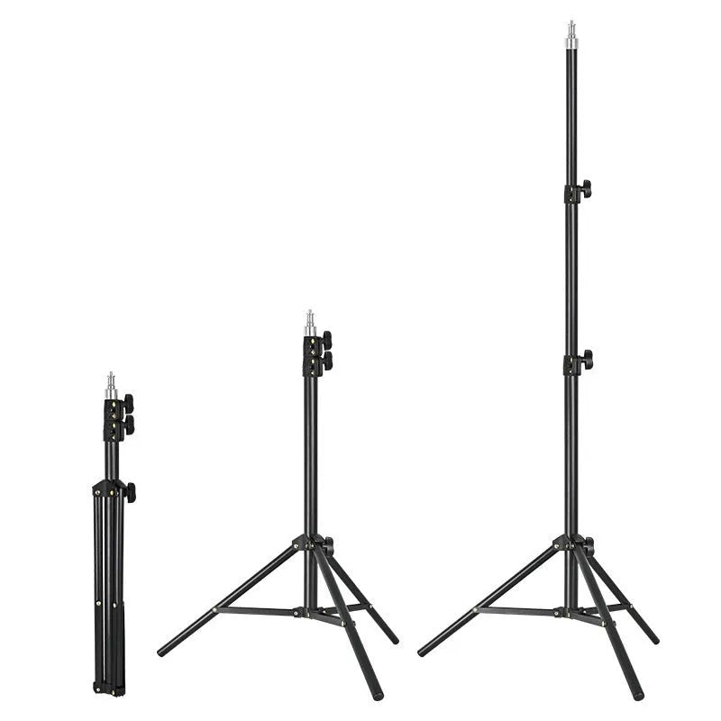 Frosted finish photography tripod light stand with mobile phone holder attached
