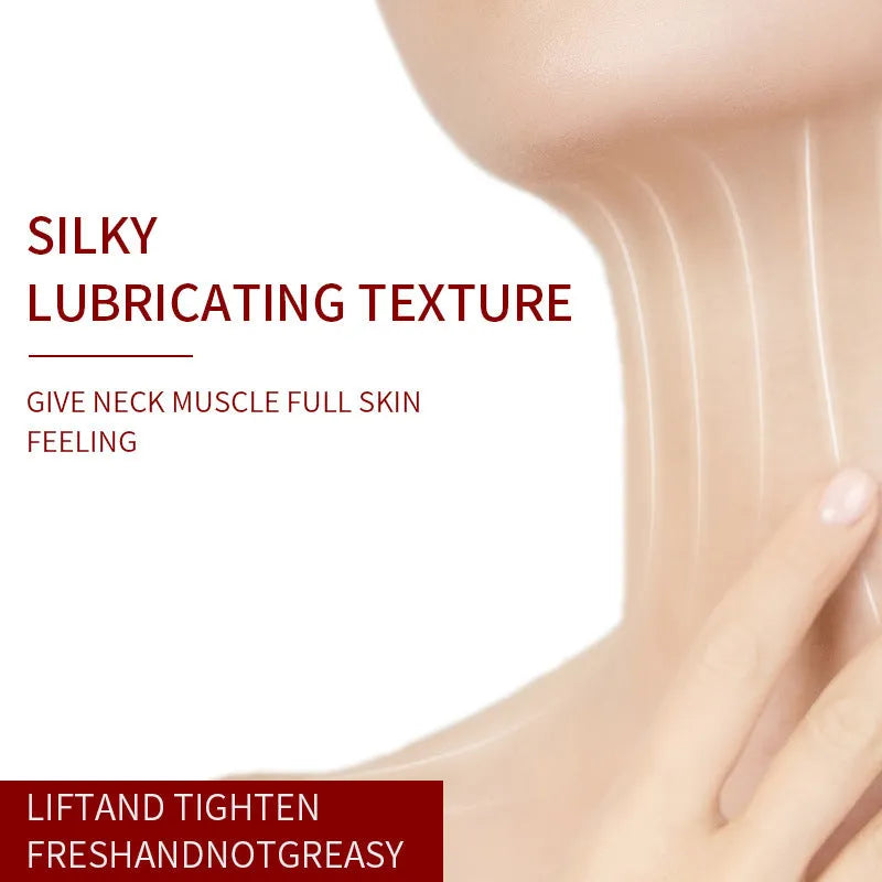 Neck cream tube with roller applicator measuring 8.8x3.5x16.5cm containing 120g wrinkle treatment product