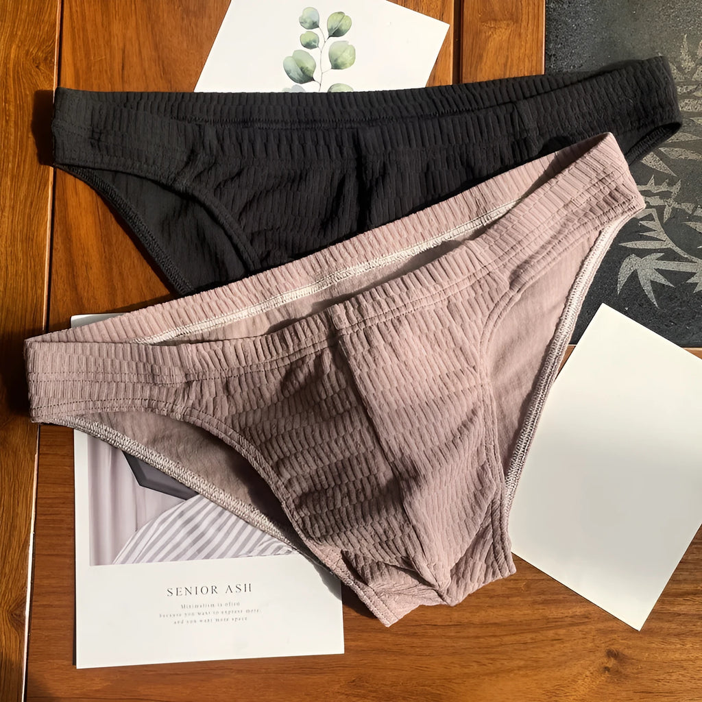 Men's pure cotton triangle underwear in solid colours with mid waist design and body shaping properties