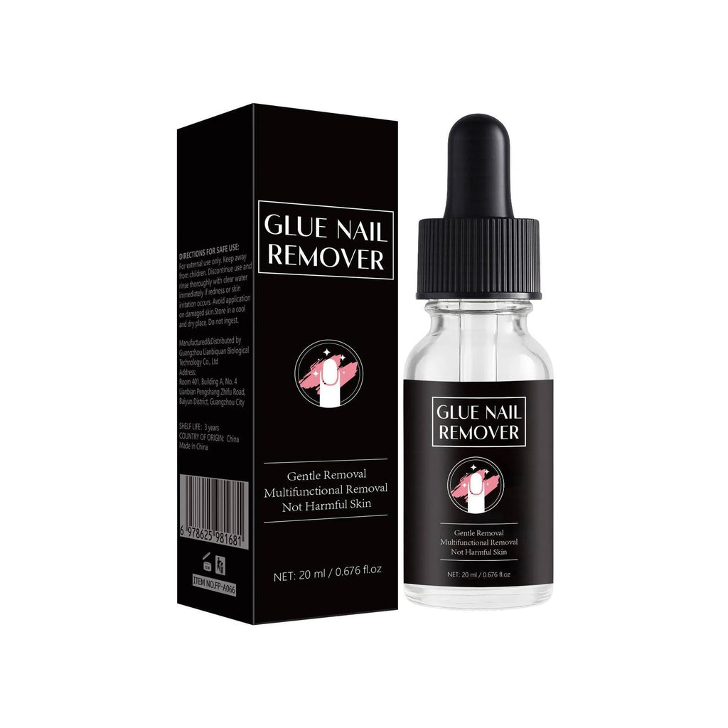 20ml bottle of FP-A066 nail glue remover liquid with applicator for false nail removal.