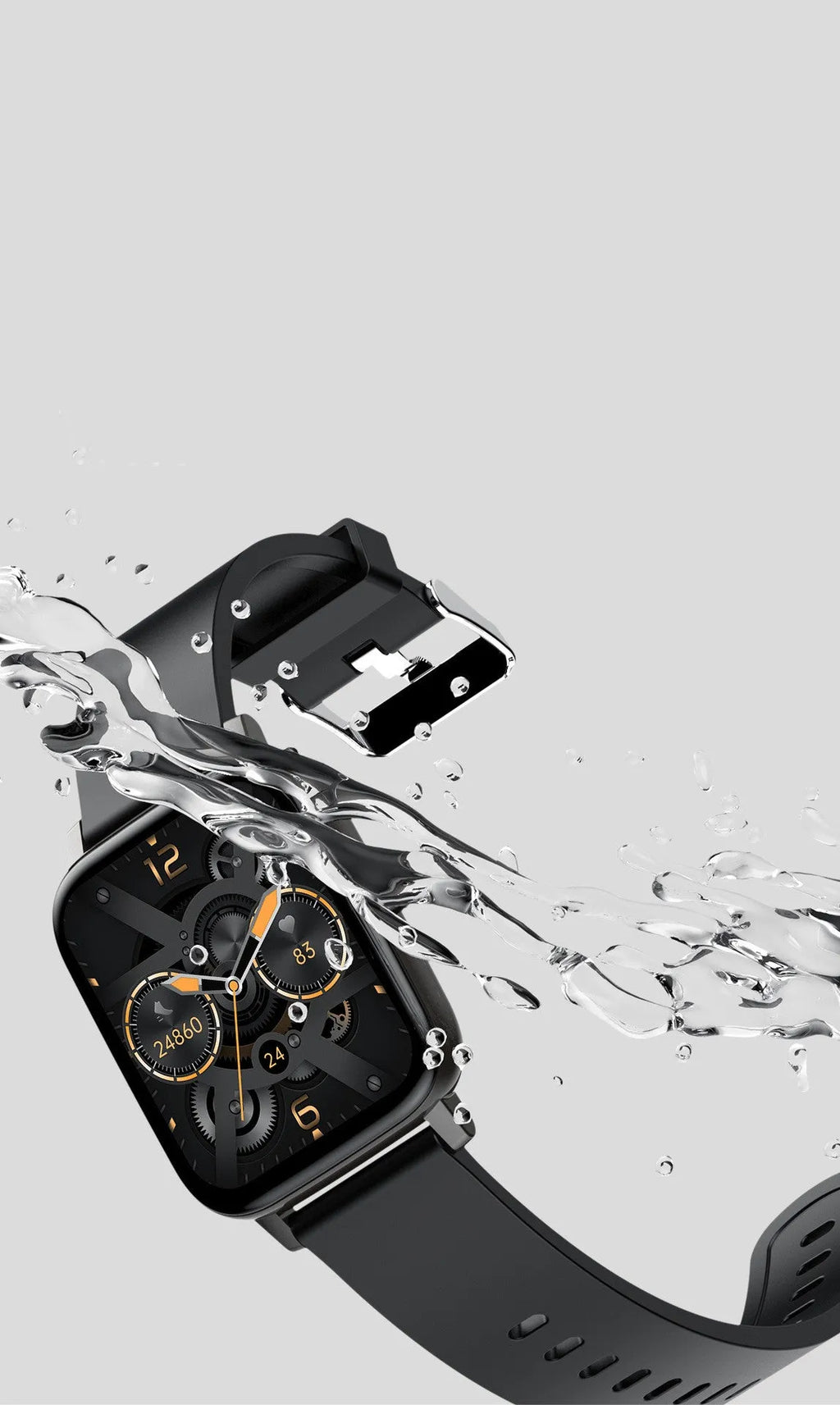 H80 fashion sports smart watch with black silicone strap showing health metrics on screen.