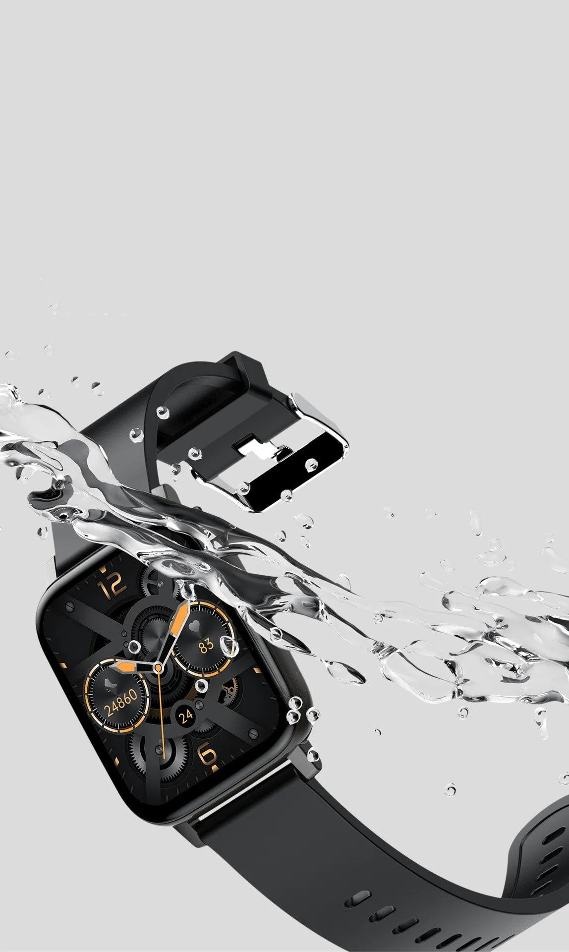 H80 fashion sports smart watch with black silicone strap showing health metrics on screen.