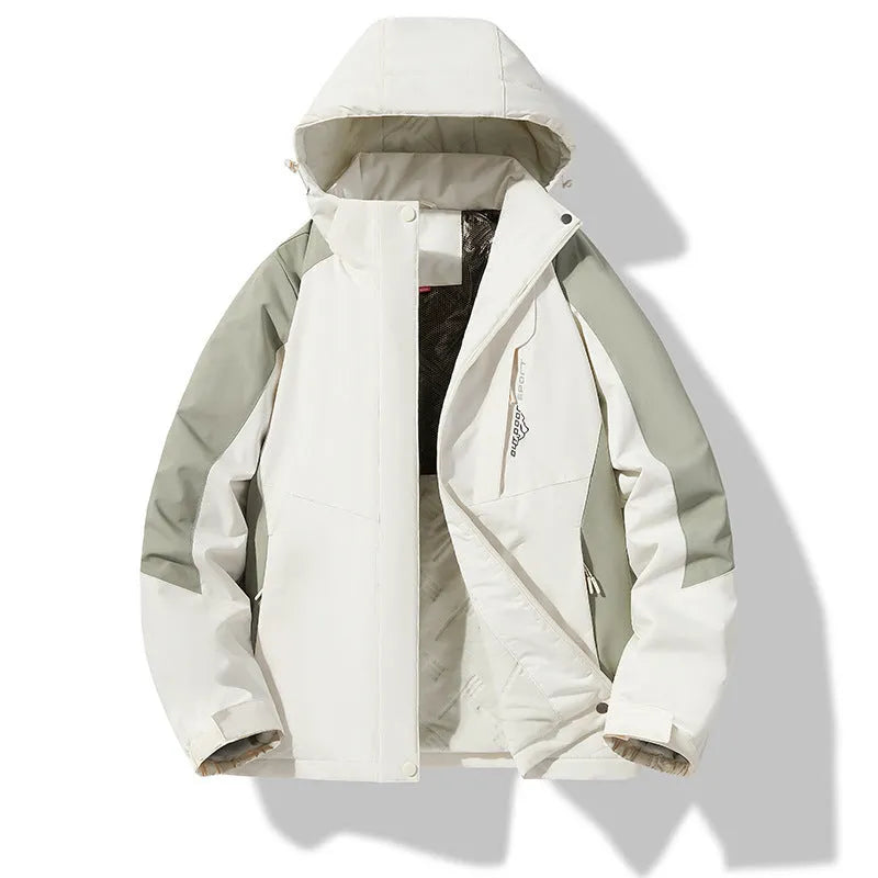 Thick warm cotton-padded jacket for women, windproof waterproof, puzzle pattern, army green colour