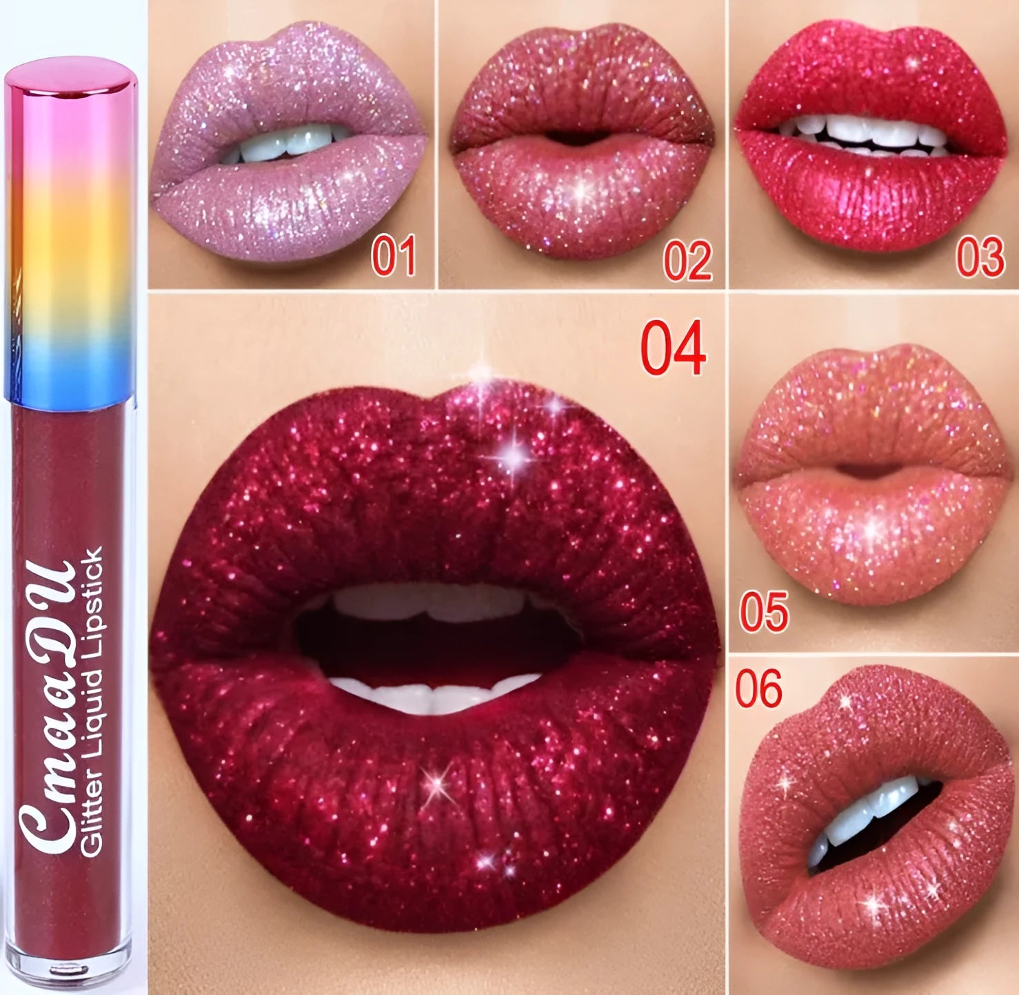 Symphony shiny matte metal lip gloss lipstick 4mL in shade 01 style with silver tube and black cap