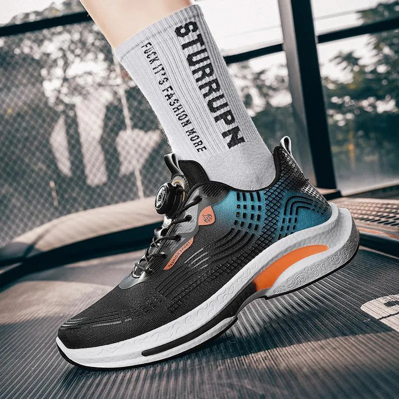 Men's low-top mesh sneaker with a rotating buckle closure on the side, shown in a two-tone colour combination.