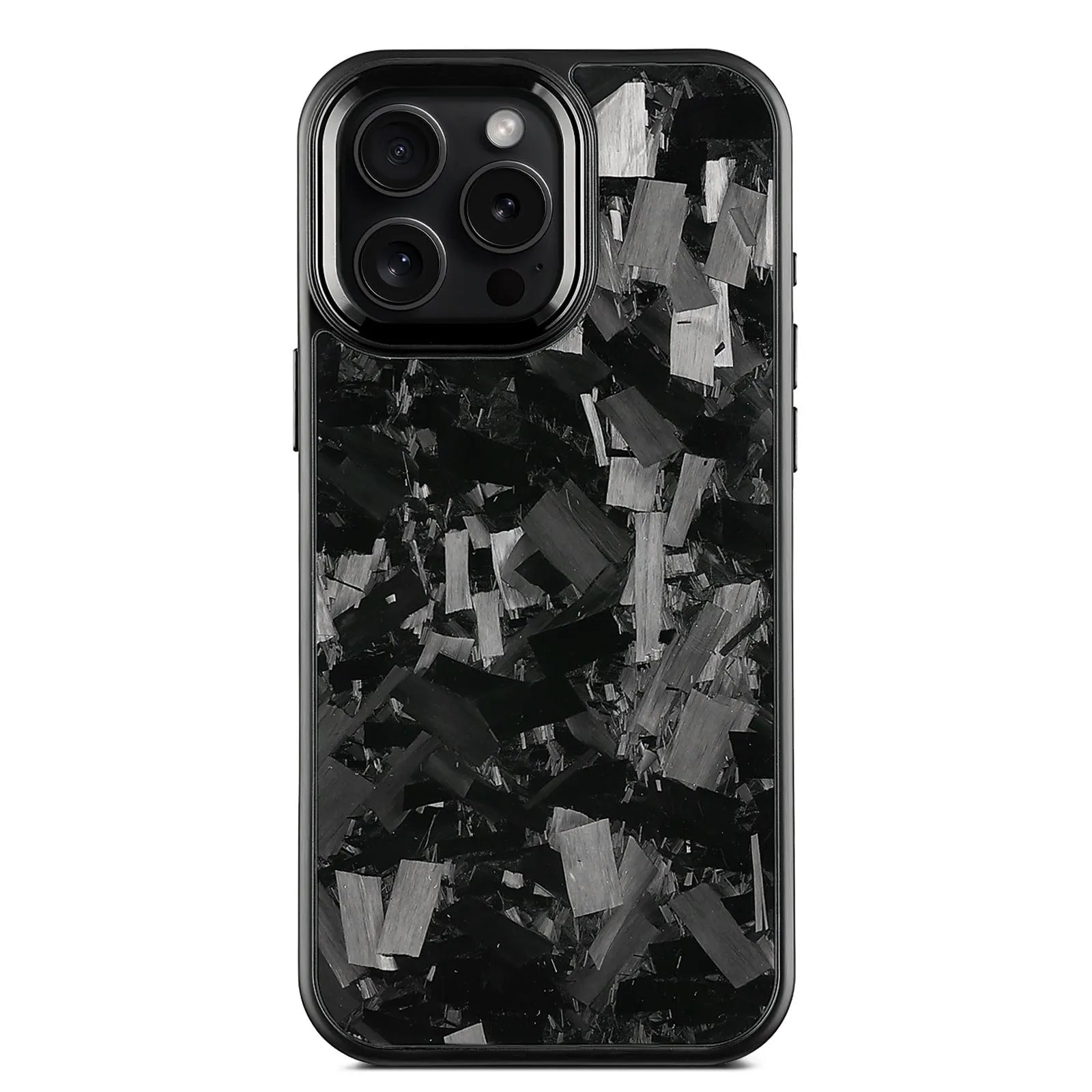 Forged pattern metal frame mobile phone protective case with carbon fibre construction in black frame blue gold colour with magnetic closure