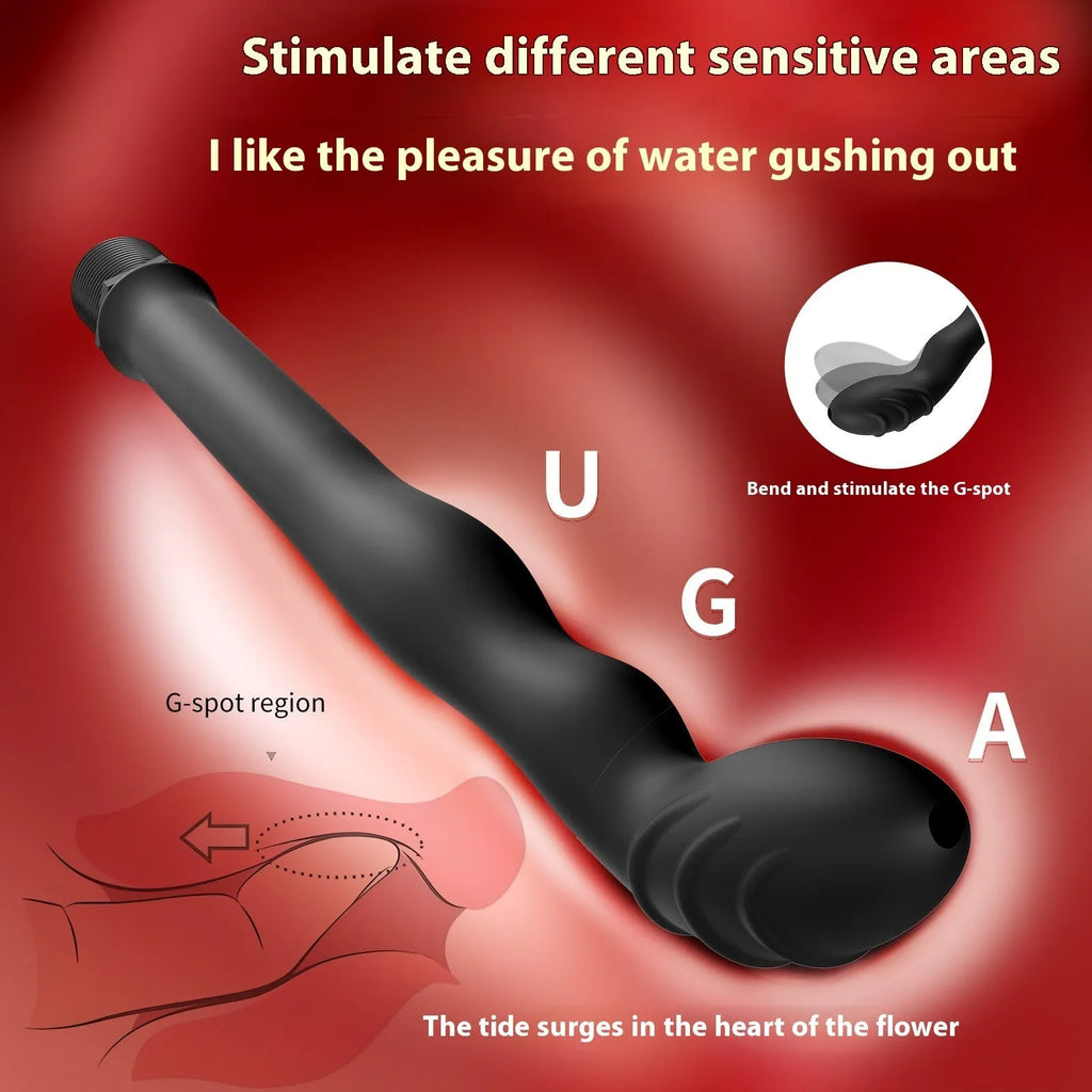 Black silicone hosepipe flusher enema device for colon cleansing