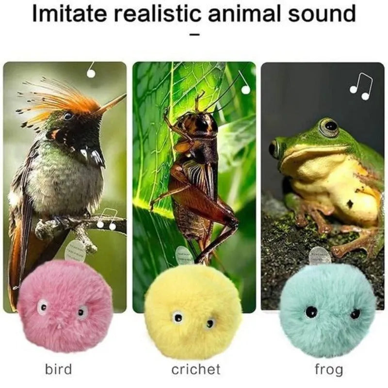 55mm colourful pet toy ball that makes animal sounds when touched by pets