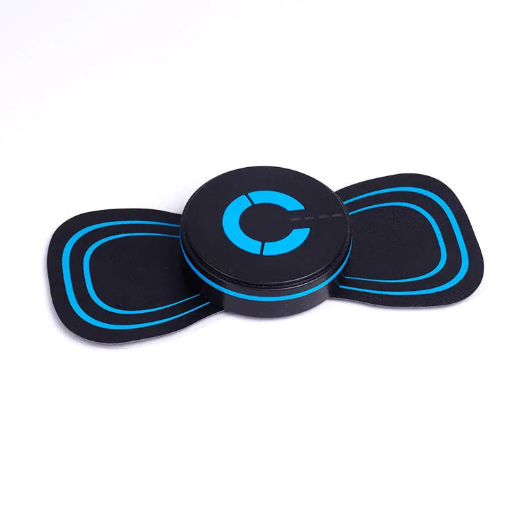 Mini electric shoulder and neck massager with massage patches, 15x7x2.3cm, black, rechargeable or battery powered