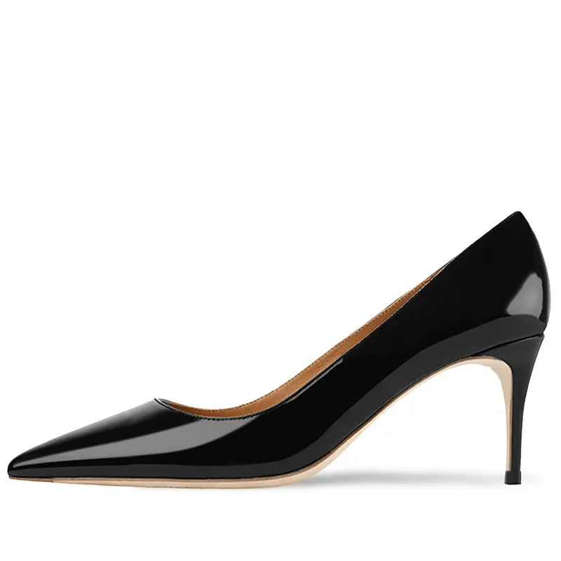 Naked light mouthed French women's soft soled high heel shoe pointed toe fine heel black
