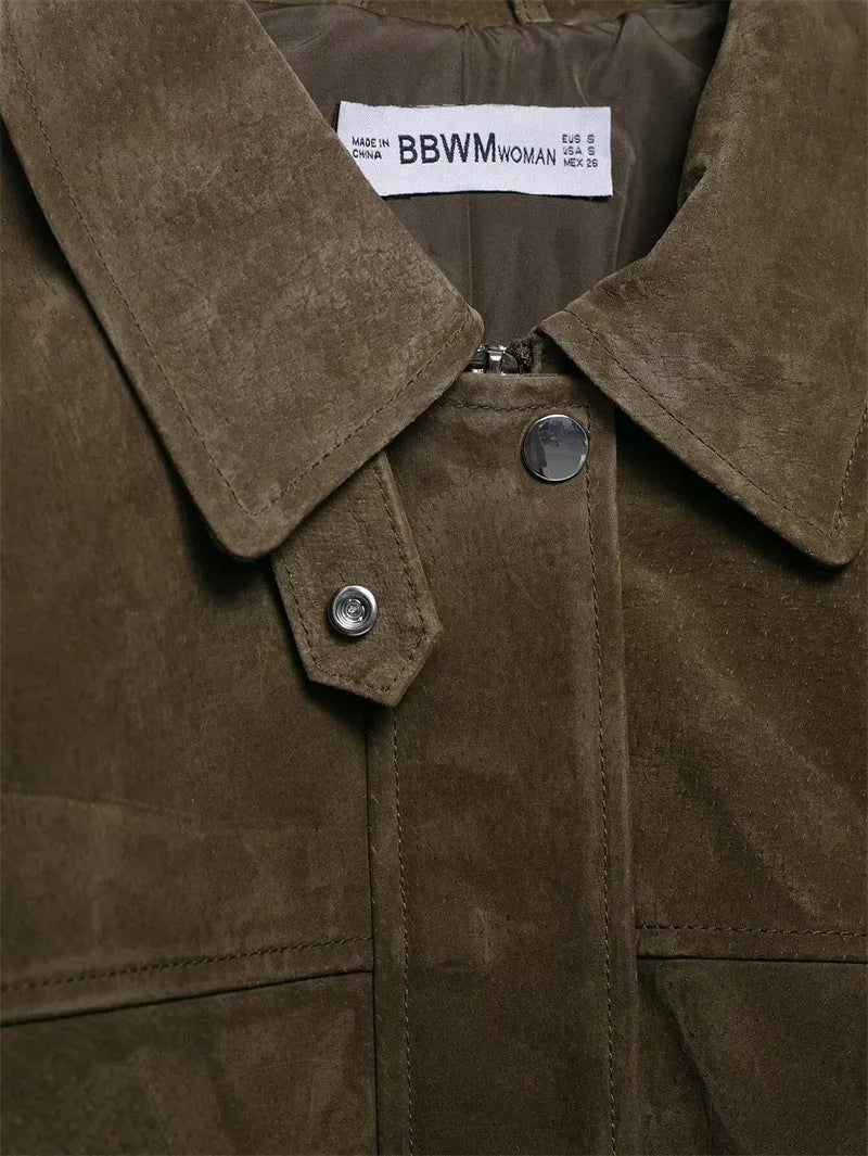 Women's medium thickness PU jacket in Japanese Korean casual style shown in picture colour
