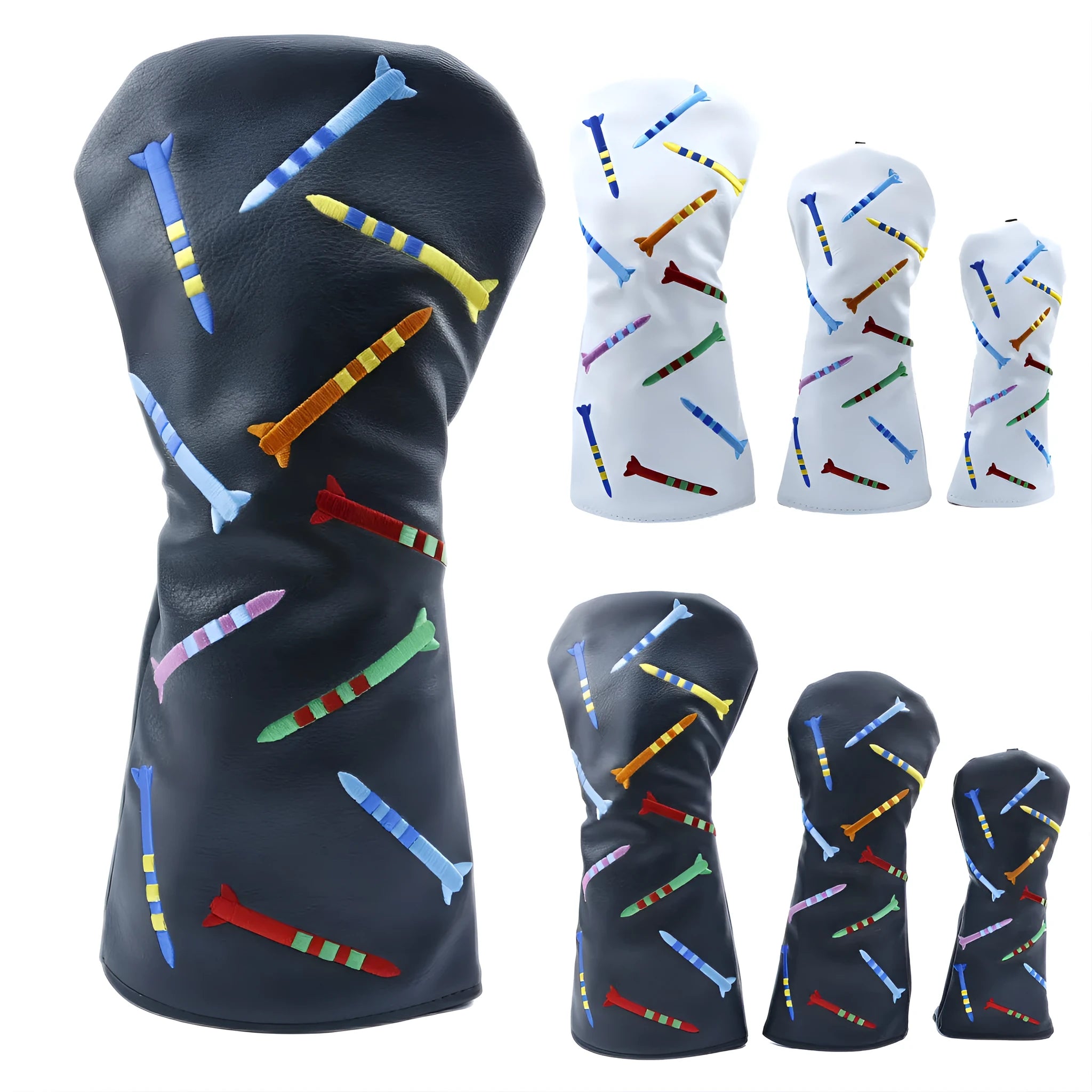 Set of black PU golf training poles shown in large, medium, and small sizes on a plain background.