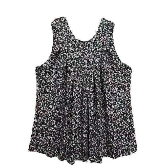 Women's plus size floral print sleeveless vest in loose fit available black khaki