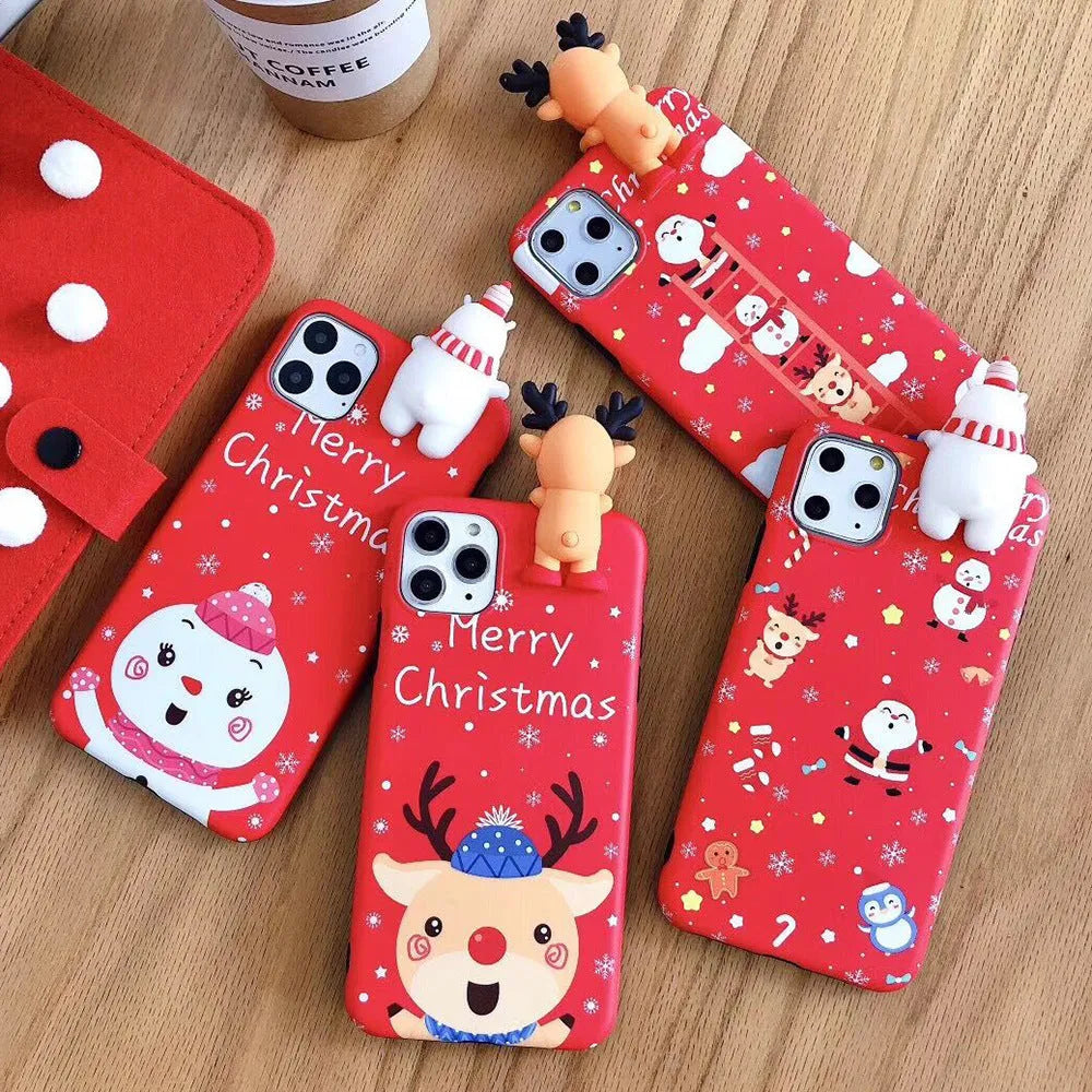 Christmas themed silicone phone case for iPhone models showing back cover design