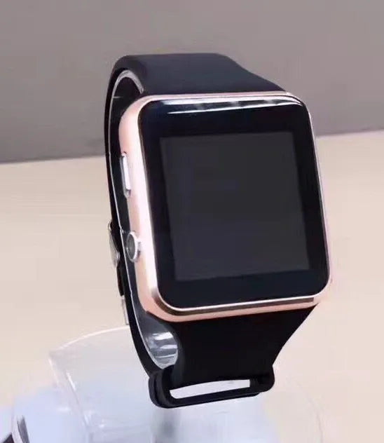 Smart watch with 1.54-inch touch screen and black silicone strap on a wrist.