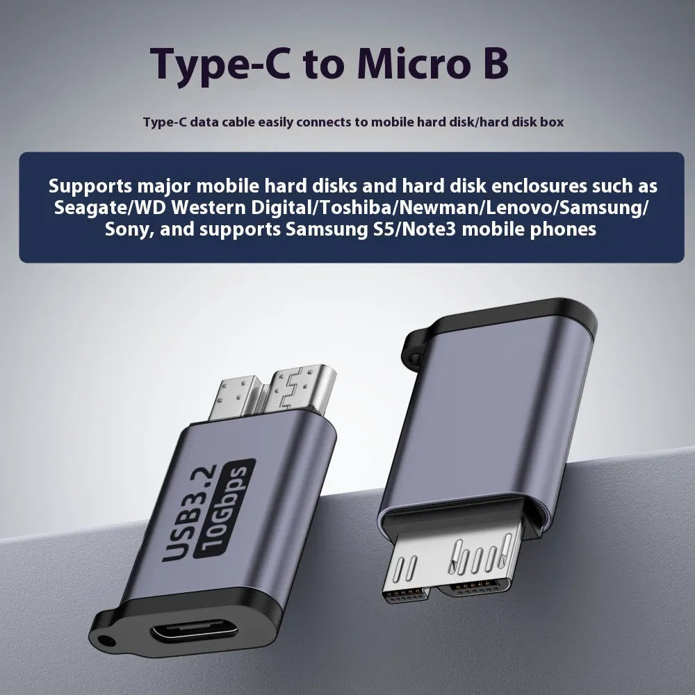 USB AM to Micro-B adapter for connecting old hard drives and phones.
