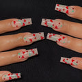 Red diamond and small cherry design nail art armour sheets, 24 pieces with adhesive