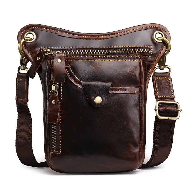 Genuine crazy horse leather retro satchel bag for men in brown and black colour options.