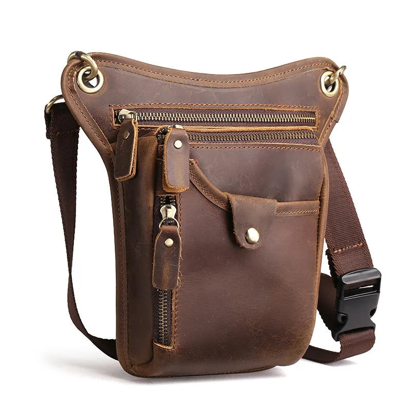 Genuine crazy horse leather retro satchel bag for men in brown and black colour options.