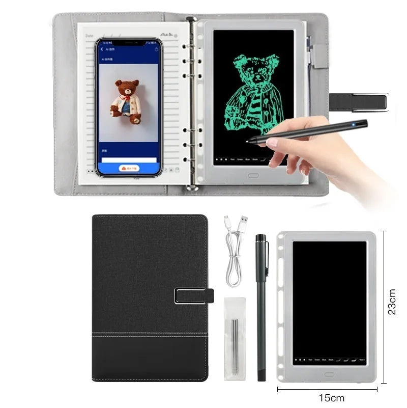 85-inch Master Software electronic writing pad with stitching appearance in blue, showing smart pen.