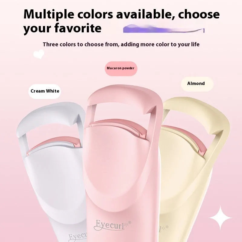 Electric heating eyelash curler in cream white colour with USB charging cable