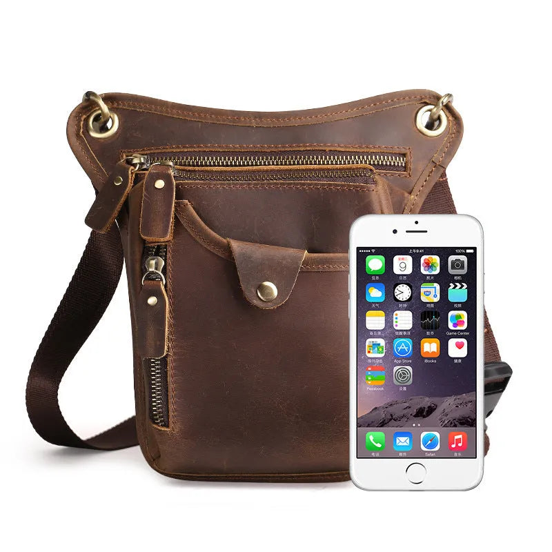 Genuine crazy horse leather retro satchel bag for men in brown and black colour options.