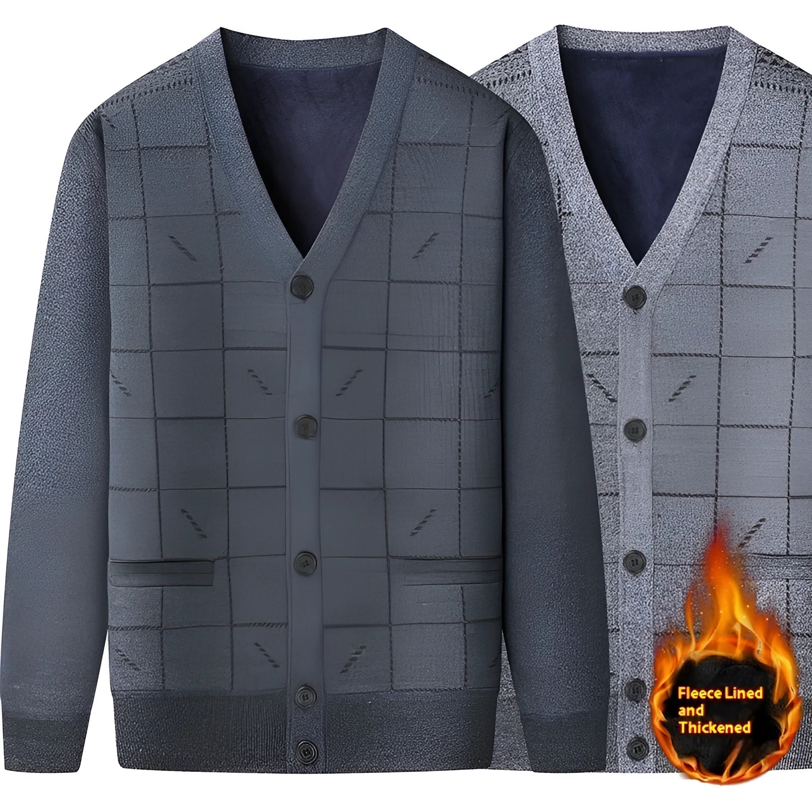 Men's plus size batwing sleeve cardigan with velvet lining in dark gray