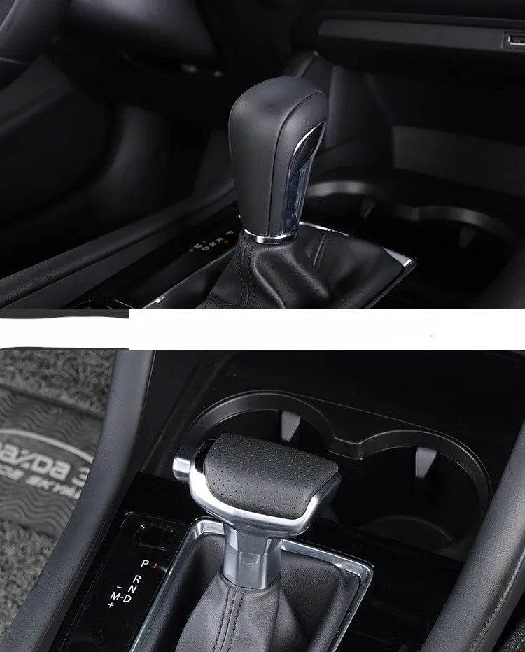 Car interior gear shifting handball decoration in genuine leather, black colour option