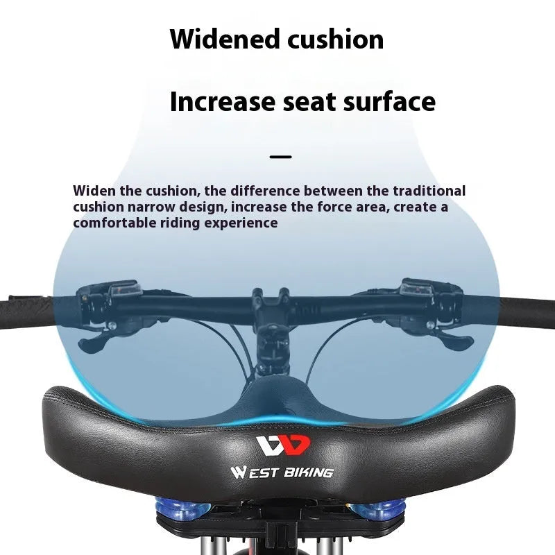Black leather bicycle saddle cushion with polyurethane foam padding for shock absorption.