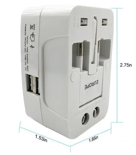 Universal travel plug adapter with global conversion for mobile charging