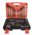 61-piece auto repair tool set with chrome vanadium steel sockets and wrenches for mechanical work