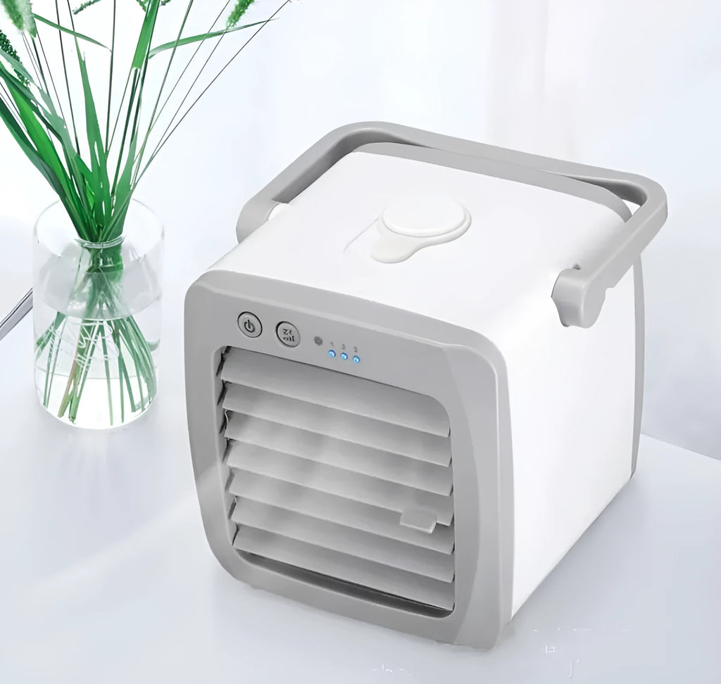 Mini USB portable air conditioner fan with evaporative water cooling, white, 160x170x160mm