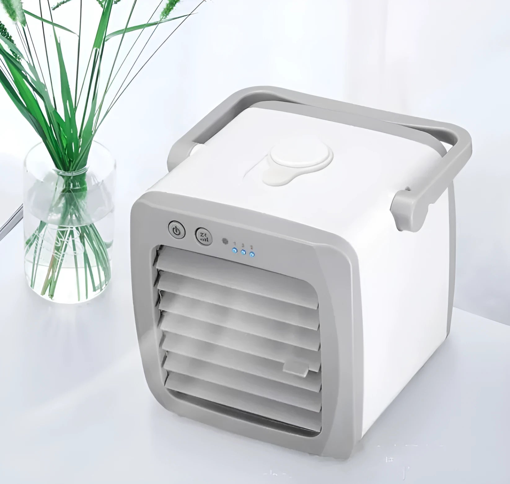 Mini USB portable air conditioner fan with evaporative water cooling, white, 160x170x160mm