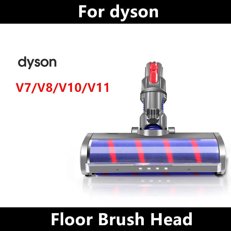 Dyson V7 V8 V10 V11 compatible electric floor brush head with soft velvet surface and rolling brush