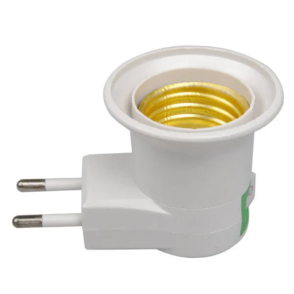 White E27 screw lamp holder wall adapter with switch control for AU EU or US electrical sockets