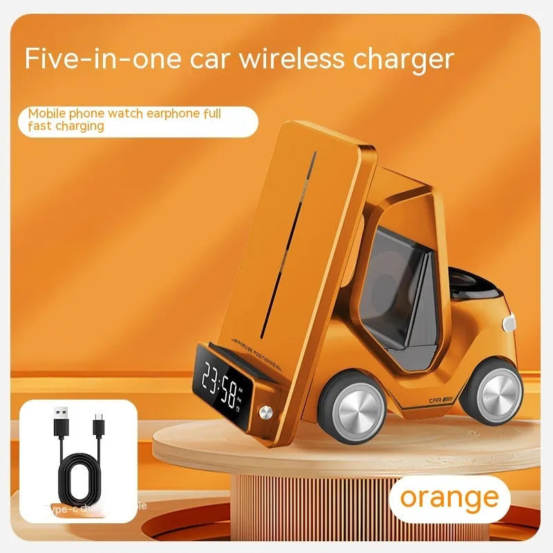 15W three-in-one wireless fast charging bracket in grey, white, yellow, and orange colour options