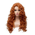 Brown long curly wig with instant noodles texture for Halloween cosplay on wig head