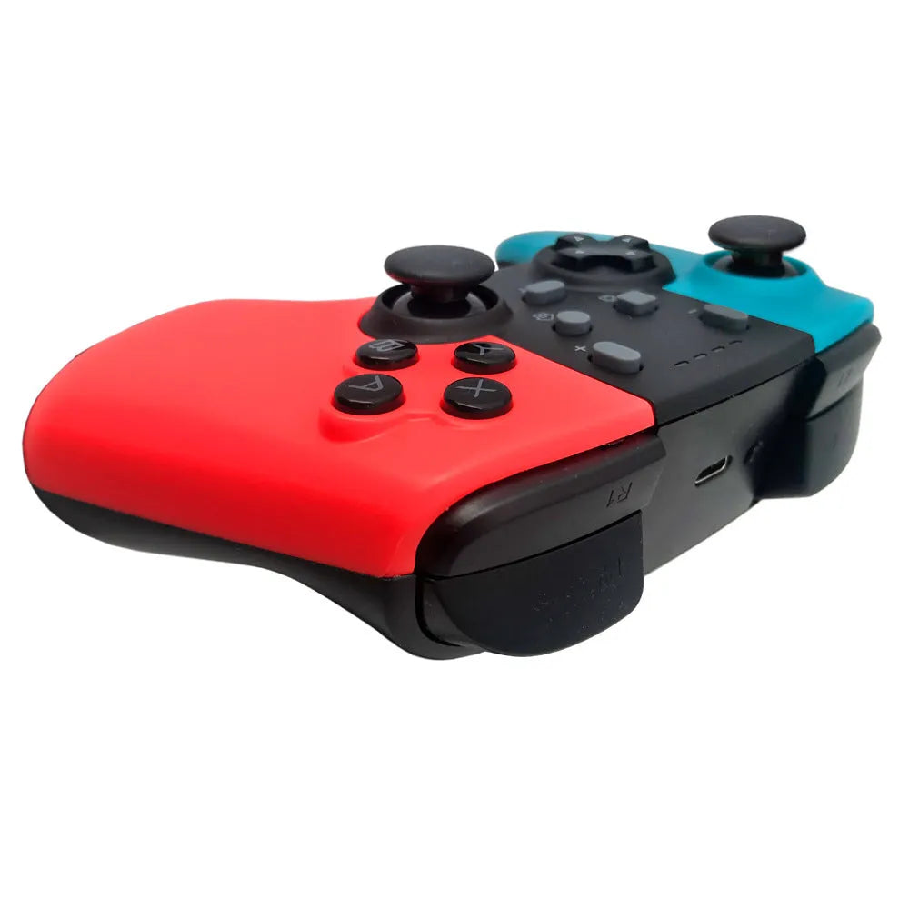 SWH Wireless Nintendo Switch game controller showing buttons, analog sticks, and LED indicators.