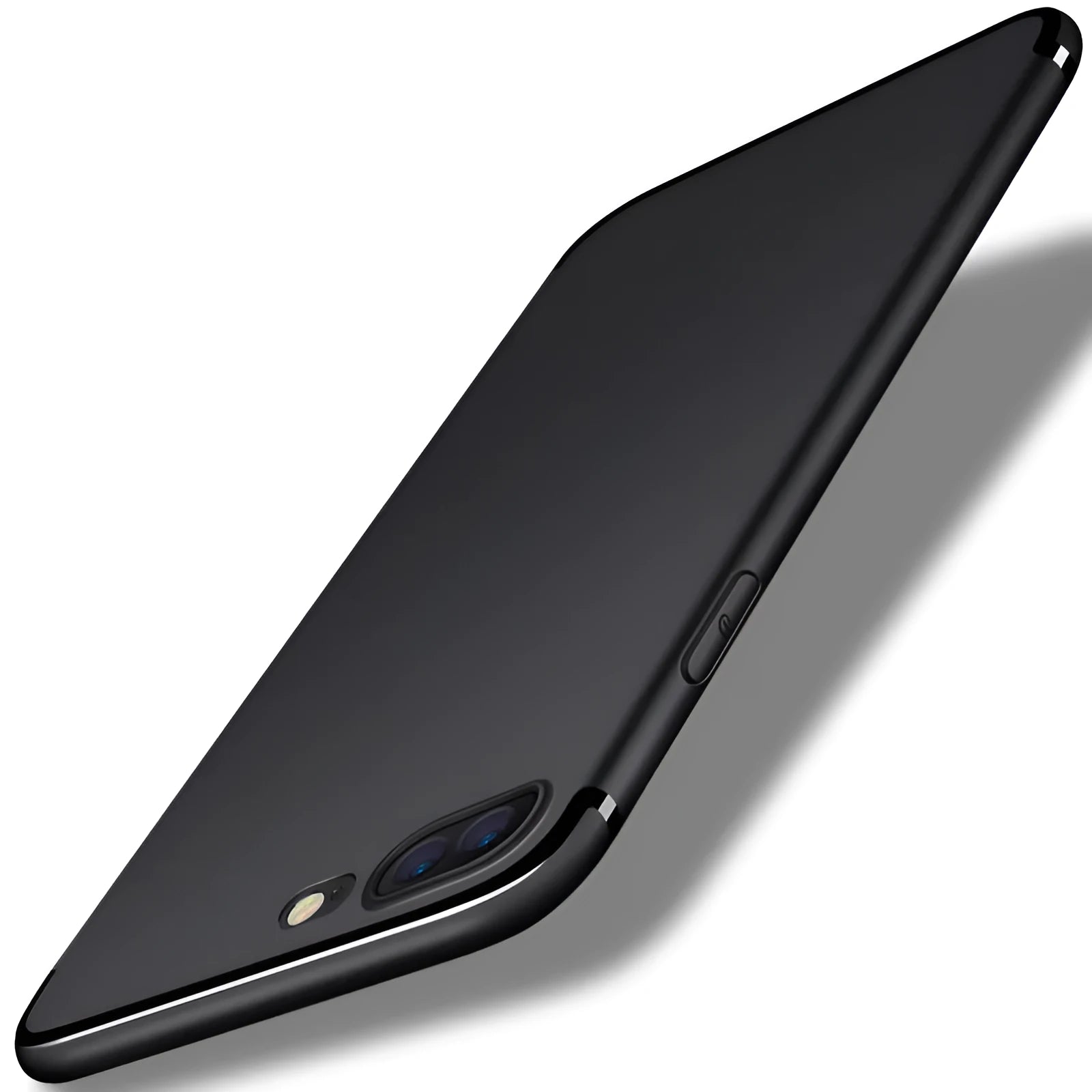 Flexible TPU silicone mobile phone shell for iPhone, shown in black, blue, red, and white colour options.