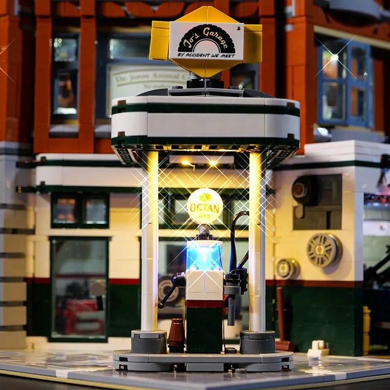MOC modified LED lighting accessories plastic kit in corner repair shop colours for model building