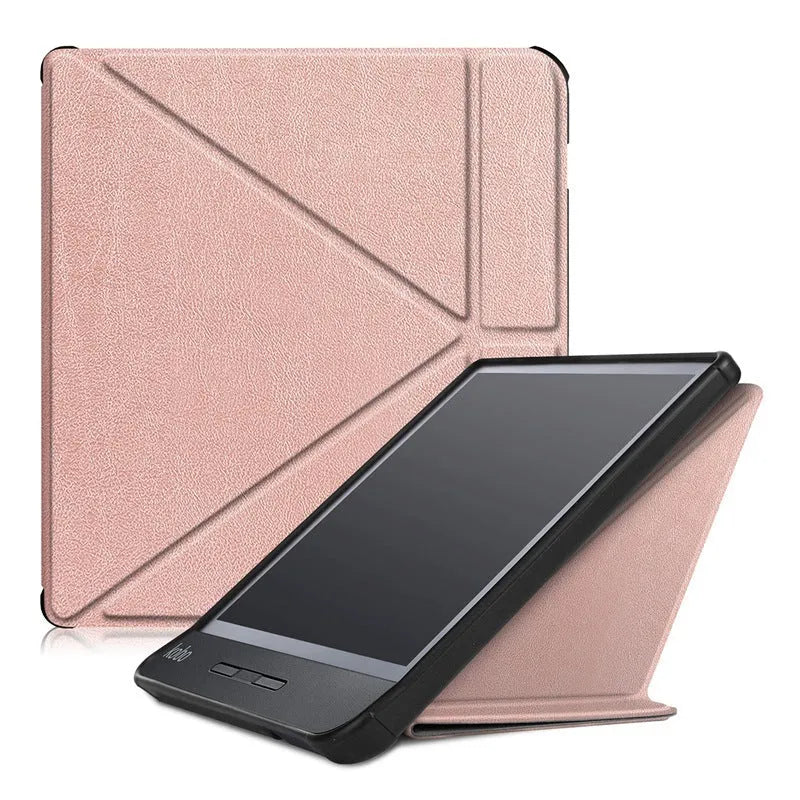 Leather anti-fall cover for Kobo Forma 8-inch tablet in black with sleep function